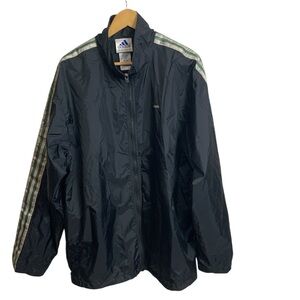 adidas Windbreaker 3 Stripes Men Full Zip Black Size Large
